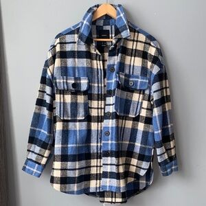Blue and Black Plaid Button Down